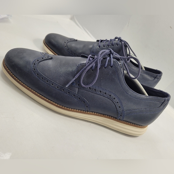 COLE HAAN ORIGINAL GRAND MEN SIZE 11.5M BLUE CASUAL WINGTIP OXFORD SHOES C30563 - Picture 11 of 15